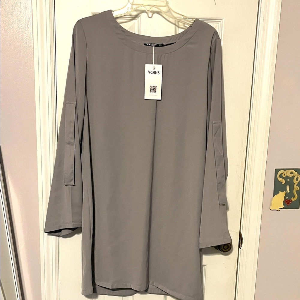 YOINS Elegant Gray Tunic Top